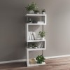 Artemis White High Gloss Bookcase with Geometric Shelf Design