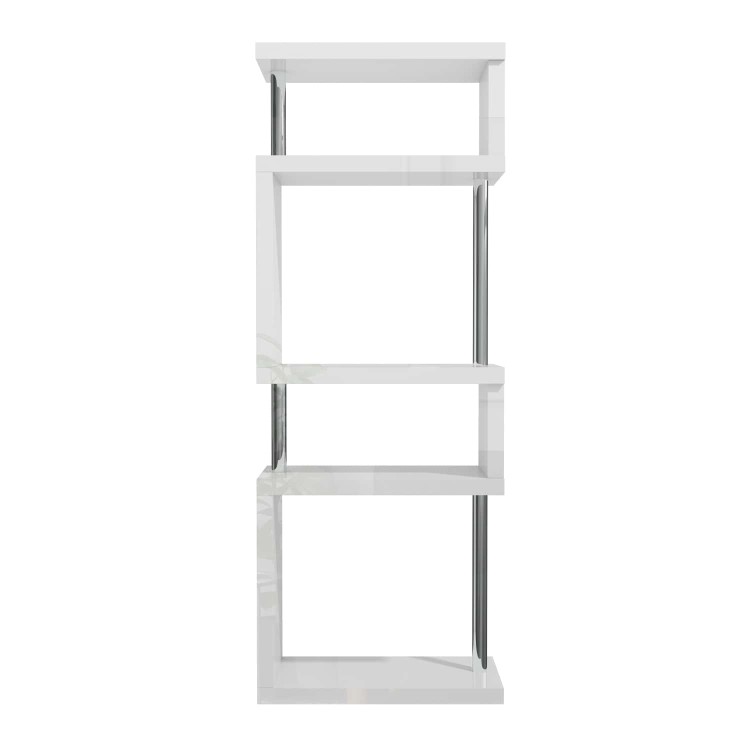 Artemis White High Gloss Bookcase with Geometric Shelf Design