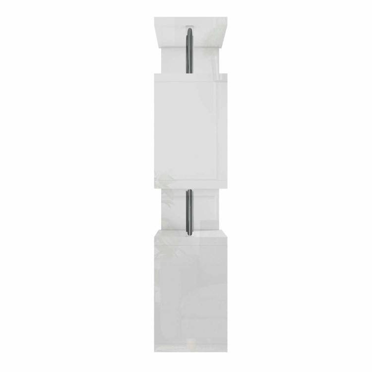 Artemis White High Gloss Bookcase with Geometric Shelf Design
