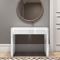 Small White Gloss Office Desk with Drawers - Tiffany