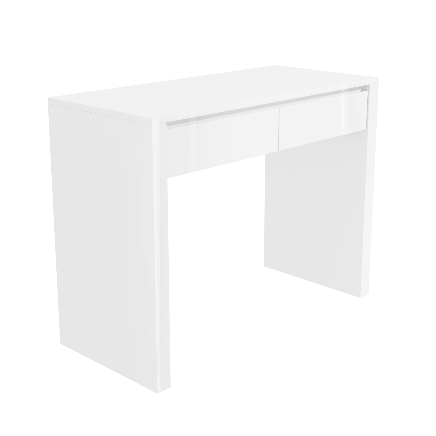 Glossy white deals desk with drawers