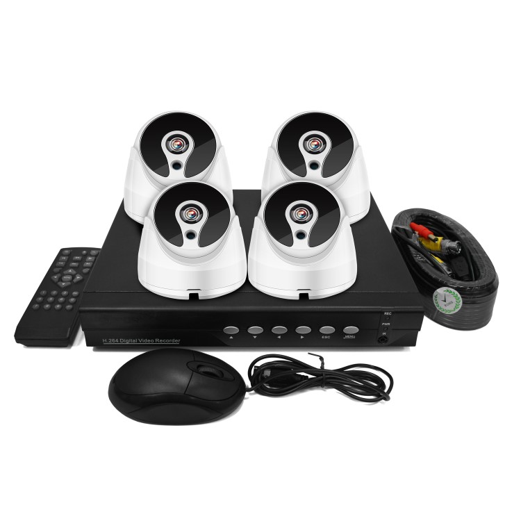 electriQ CCTV System - 4 Channel 1080p DVR with 4 x 720p Dome Cameras - Hard Drive Required