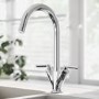 Chrome Dual Lever Monobloc Kitchen Mixer Tap - Essence Hector
