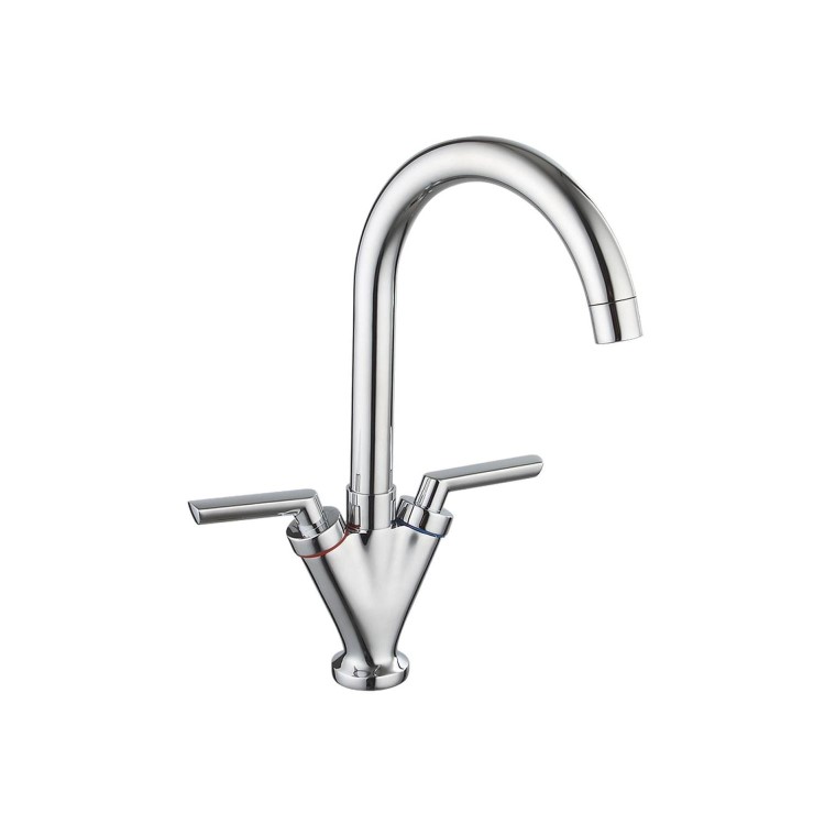 Chrome Dual Lever Monobloc Kitchen Mixer Tap - Essence Hector