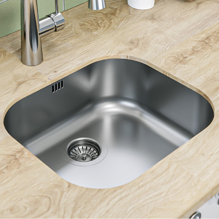 Single Bowl Undermount Stainless Steel Kitchen Sink with Chrome Kitchen Mixer Tap