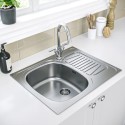 BUN/TMT029/87043 1 Bowl Chrome Stainless Steel Reversible Undermount Kitchen Sink with Mixer Tap Set - Essence