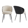 Set of 2 Beige Upholstered Dining Chairs with Wooden Back - Tori