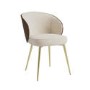 Beige Upholstered Dining Chair with Wooden Back - Tori