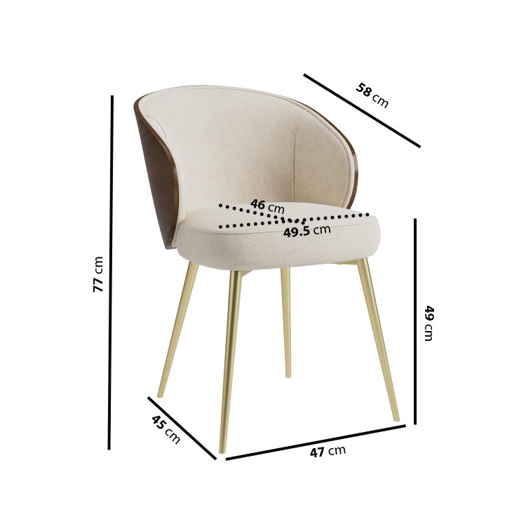 Beige Upholstered Dining Chair with Wooden Back - Tori