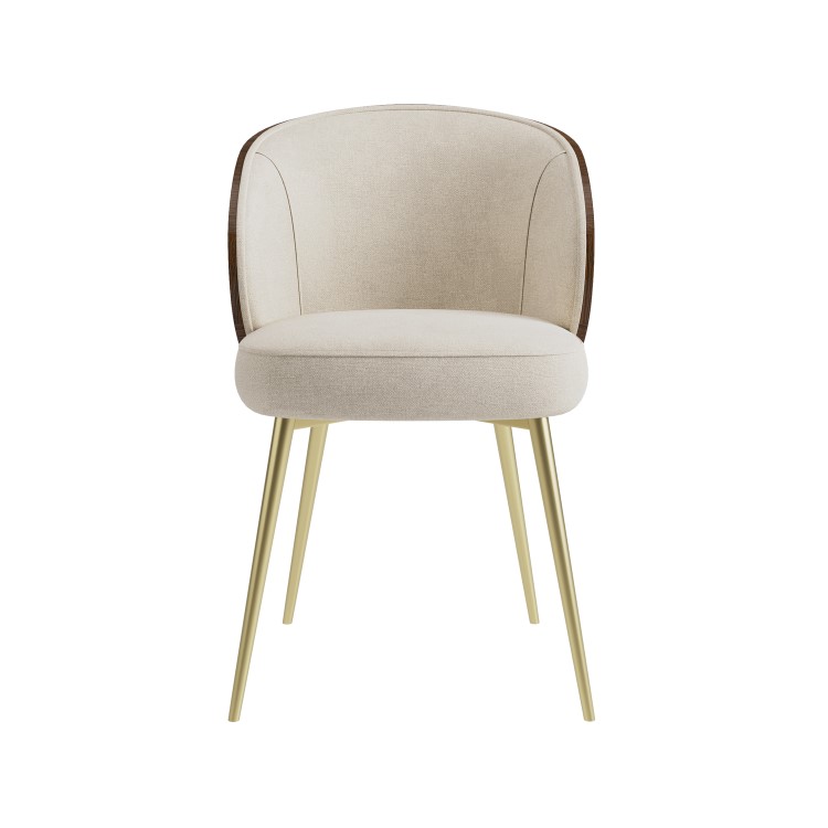 Beige Upholstered Dining Chair with Wooden Back - Tori