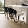 Set of 3 Beige Upholstered Kitchen Stools with Wooden Back - Tori