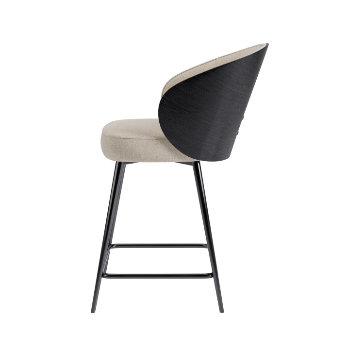 Set of 4 Black Wooden Kitchen Stools with Back - Tori