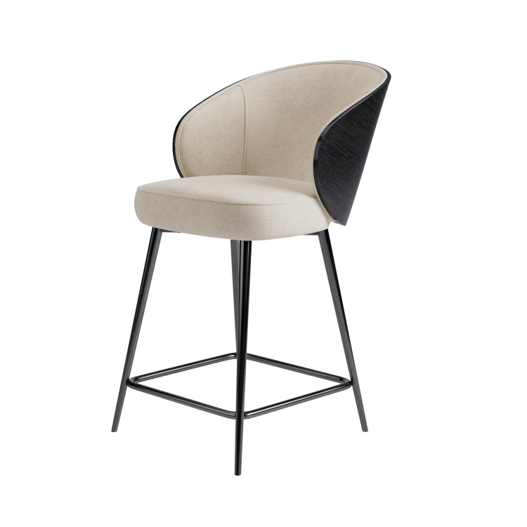 Set of 4 Black Wooden Kitchen Stools with Back - Tori