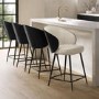 Set of 4 Beige Upholstered Kitchen Stools with Wooden Back - Tori