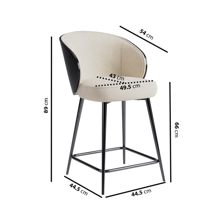 Set of 4 Black Wooden Kitchen Stools with Back - Tori