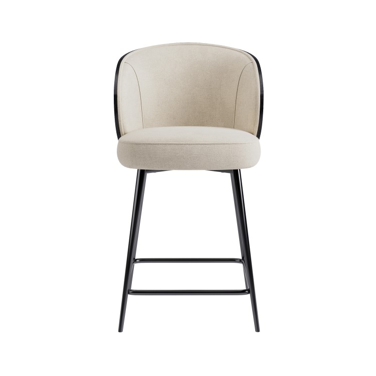Set of 4 Black Wooden Kitchen Stools with Back - Tori
