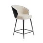 Set of 2 Beige Upholstered Kitchen Stools with Wooden Back - Tori