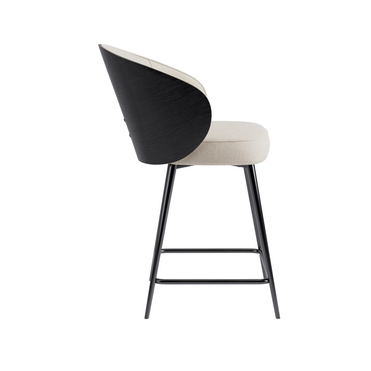 Set of 4 Black Wooden Kitchen Stools with Back - Tori