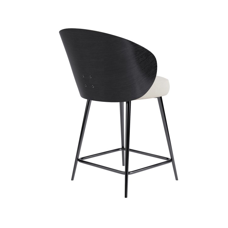 Set of 4 Black Wooden Kitchen Stools with Back - Tori