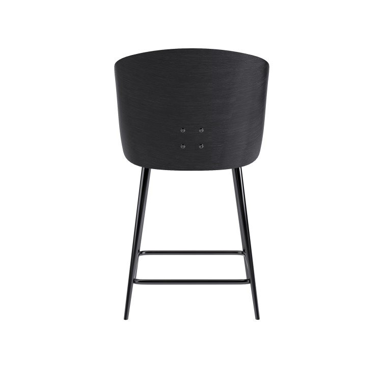 Set of 2 Beige Upholstered Kitchen Stools with Wooden Back - Tori