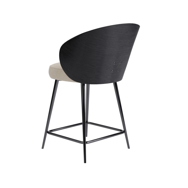 Set of 4 Black Wooden Kitchen Stools with Back - Tori