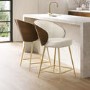 Set of 2 Beige Upholstered Kitchen Stools with Wooden Back - Tori