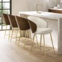 Set of 4 Beige Upholstered Kitchen Stools with Wooden Back - Tori