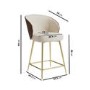 Beige Upholstered Kitchen Stool with Wooden Back - Tori