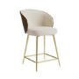 Beige Upholstered Kitchen Stool with Wooden Back - Tori