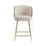 Beige Upholstered Kitchen Stool with Wooden Back - Tori