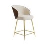 Set of 3 Beige Upholstered Kitchen Stools with Wooden Back - Tori