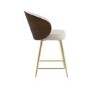 Beige Upholstered Kitchen Stool with Wooden Back - Tori