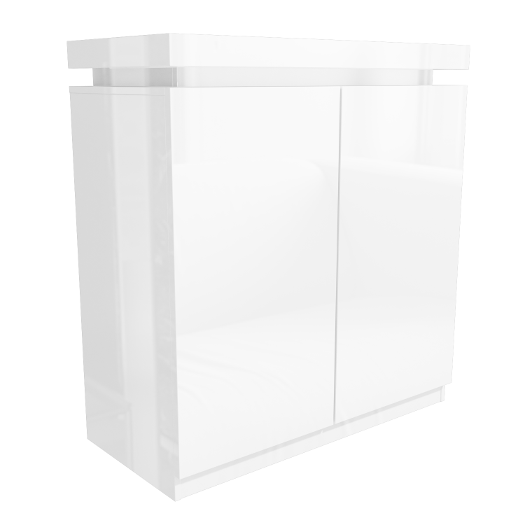High Gloss White Storage Sideboard with LED Lighting - Vivienne