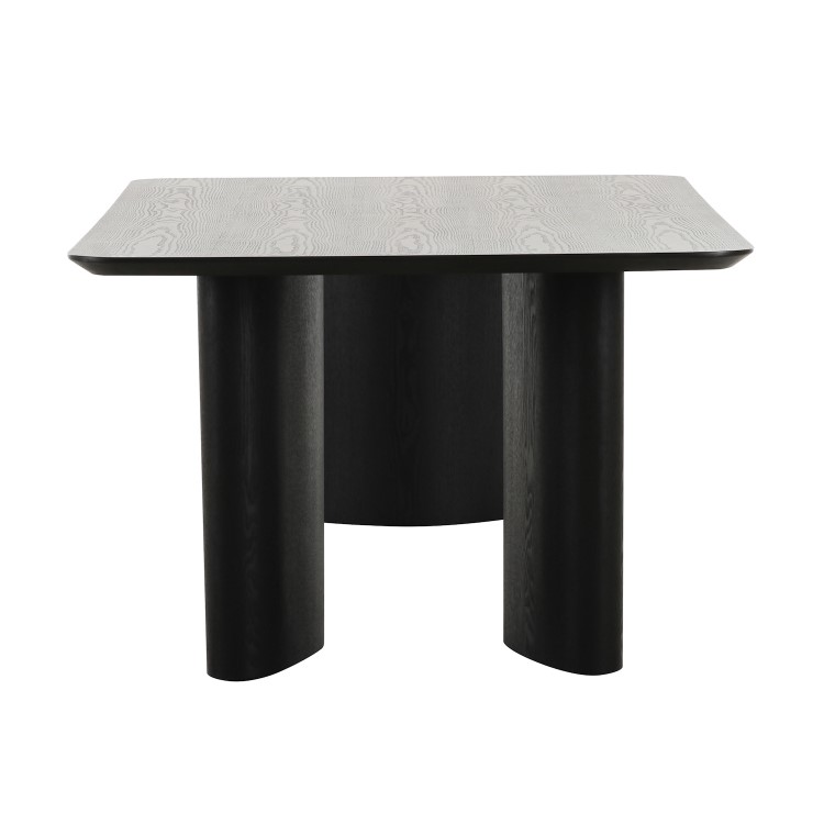 Rectangular Black Wooden Dining Table Set with 4 Beige Upholstered Chairs - Seats 4 - Troy