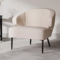 Beige Fabric Accent Chair with Metal Legs - Tyler