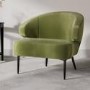 Olive Velvet Accent Chair with Black Metal Legs - Tyler