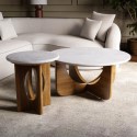 BUN/VAN001/96193 Round Marble and Mango Wood Nest of 2 Tables - Ivan