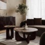 Round Brown Marble and Walnut Effect Nest of 2 Tables - Ivan