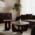 BUN/VAN007/99235 Round Brown Marble and Walnut Effect Nest of 2 Tables - Ivan