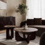 Round Brown Marble and Walnut Nest of 2 Tables - Ivan