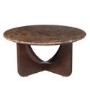 Large Round Brown Marble and Walnut Coffee Table - Ivan