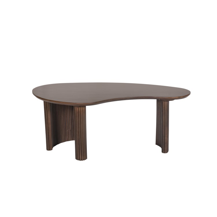 Large Curved Walnut Coffee Table with 3 Legs - Ivan