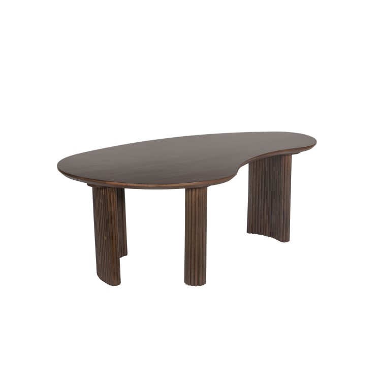Large Curved Walnut Coffee Table with 3 Legs - Ivan