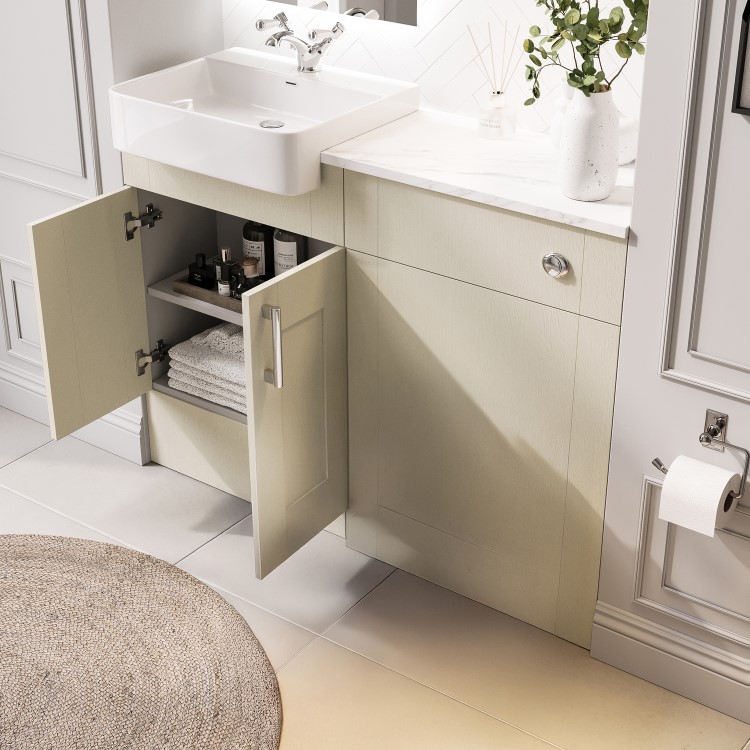 1200mm Beige Toilet and Sink Unit with Chrome Fittings - Vancouver