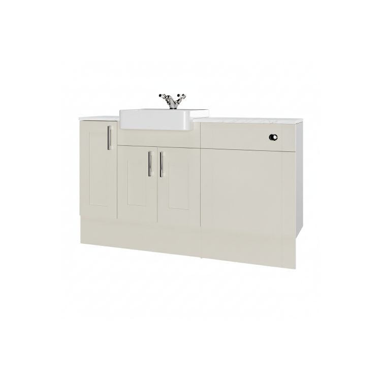 1500mm Beige Toilet and Sink Unit with Storage Unit & Chrome Fittings - Vancouver