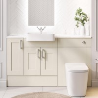 1500mm Beige Toilet and Sink Unit with Storage Unit and Square Toilet- Vancouver