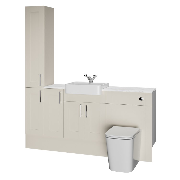 1800mm Beige Toilet and Sink Unit with Storage Units and Square Toilet - Vancouver