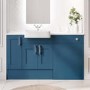1500mm Blue Toilet and Sink Unit with Storage Unit & Chrome Fittings - Vancouver