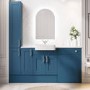 1800mm Blue Toilet and Sink Unit with Storage Units & Chrome Fittings - Vancouver