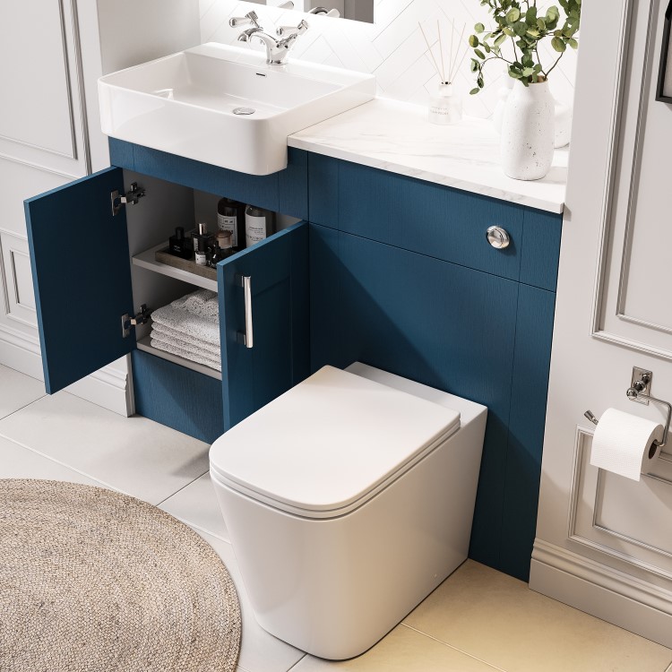 1200mm Blue Toilet and Sink Unit with Square Toilet - Vancouver